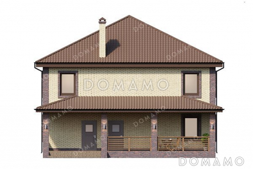 Проект дома с пятью спальнями и террасой / Фасад 3