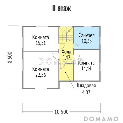 Проект каркасного дома с максимально функционально распланированной планировкой / План мансардного этажа