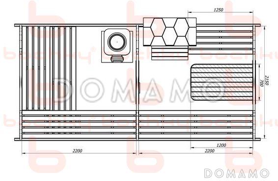 Баня бочка Квадро Мега-2-СВ / План 1 этажа