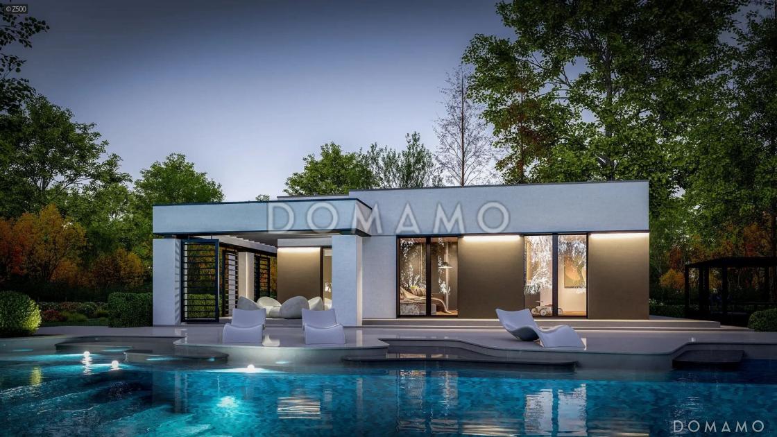 Проект кирпичного дома с террасой, окнами в пол и большой гостиной / 4