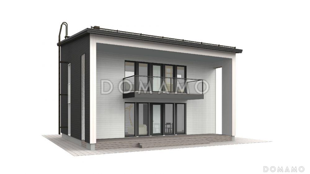 Проект двухэтажного каркасного дома с косой крышей / 3