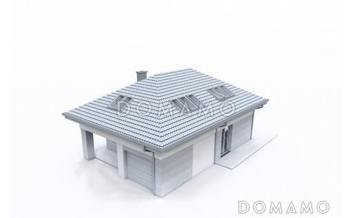 Проект комфортного дома с прачечной, гаражом, тремя спальнями на мансарде и просторной гардеробной / Фасад 2