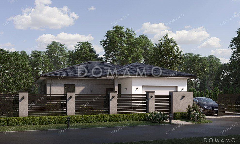 Проект одноэтажного дома с большой террасой и гаражом / 2