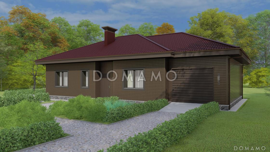 Проект одноэтажного дома с пристроенным гаражом и крытой террасой / 2