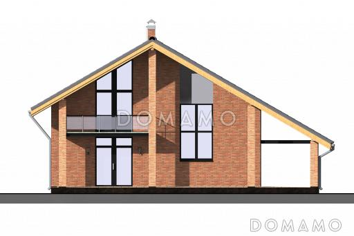 Проект дома с крытой террасой, спальней на первом этаже, балконом, вторым светом / Фасад 1