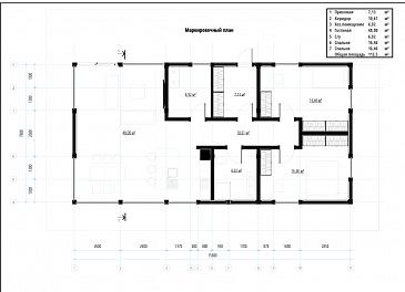 одноэтажный фахверк с плоской кровлей / План 1 этажа