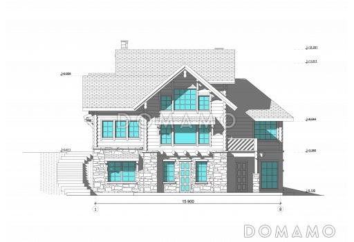 Проект дома в Альпийском стиле / Фасад 1