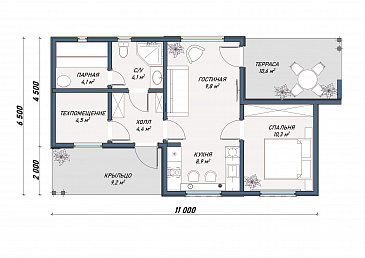 Каркасный дом "Кристиансен" / План 1 этажа Каркасный дом "Кристиансен" / План 1 этажа