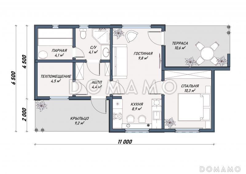 Каркасный дом "Кристиансен" / План 1 этажа