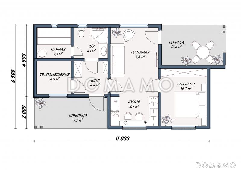 Каркасный дом "Кристиансен" / План 1 этажа