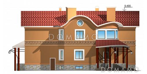 Проект двухэтажного дома с бильярдной и тренажерным залом на цокольном этаже / Фасад 3