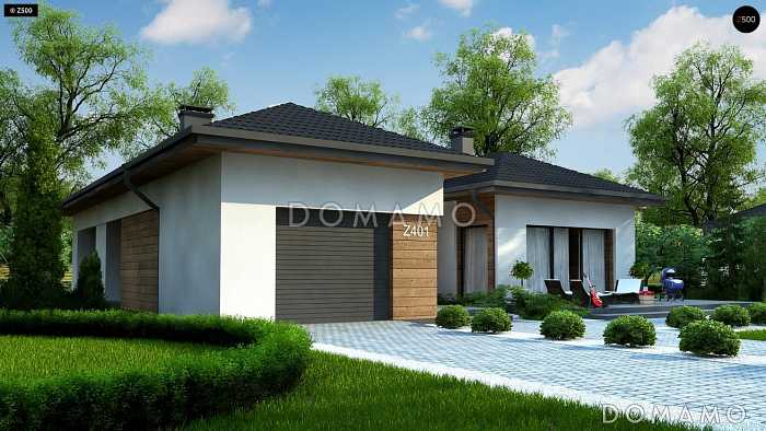 Проект комфортного одноэтажного дома из кирпича с тремя спальнями и гаражом