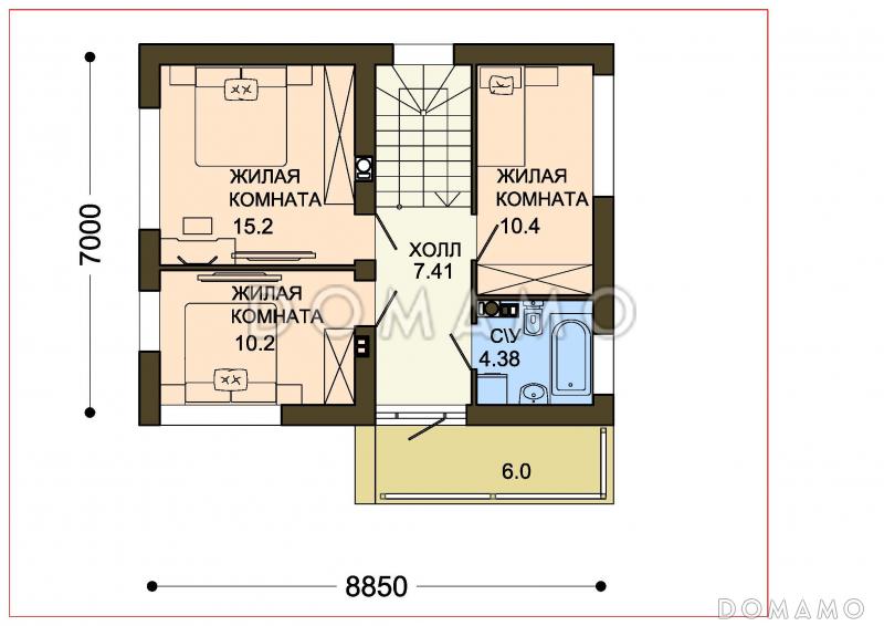 Проект небольшого двухэтажного коттеджа в польском стиле из СИП панелей / План 2 этажа