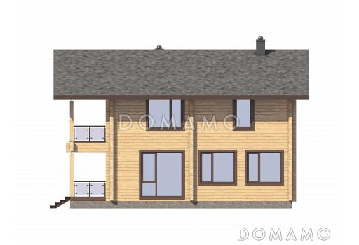 Проект двухэтажного дома из бруса с тремя спальнями / Фасад 4