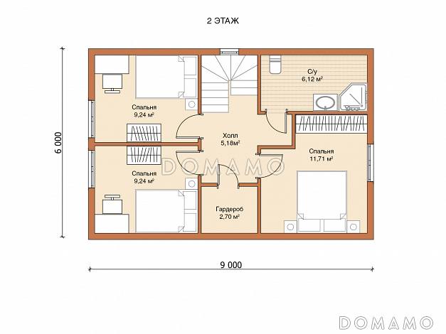 Каркасный дом "Уют" / План 2 этажа