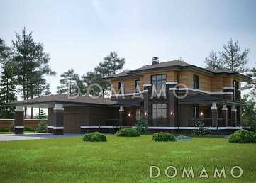 Проект двухэтажного дома из газобетона с террасой, гаражом на два автомобиля и большим погребом