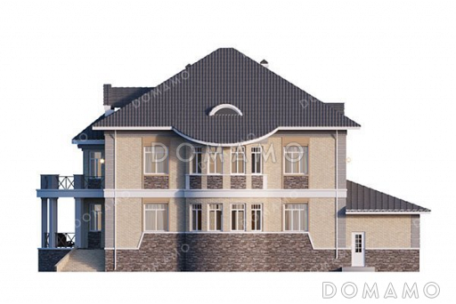 Проект дома с мансардой и гаражом на два авто / Фасад 3