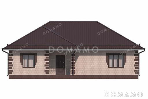 Проект одноэтажного дома с тремя спальнями / Фасад 1