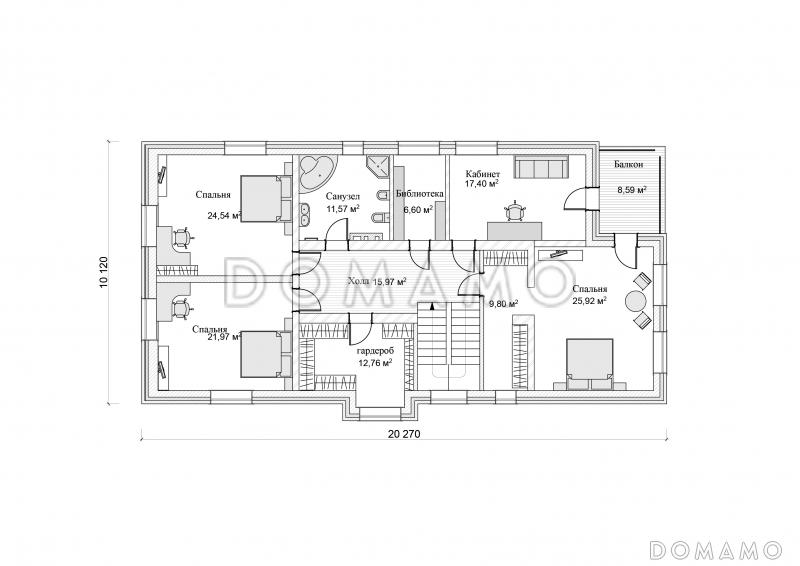 Проект коттеджа с большой гостиной / План #2