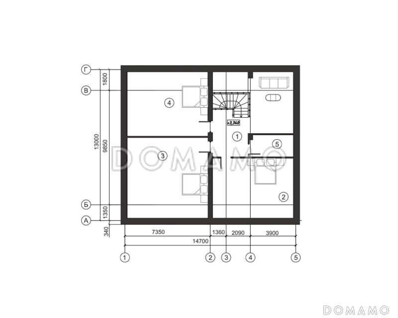 Проект дома с классической композицией фасадов и практичной планировкой / План мансардного этажа