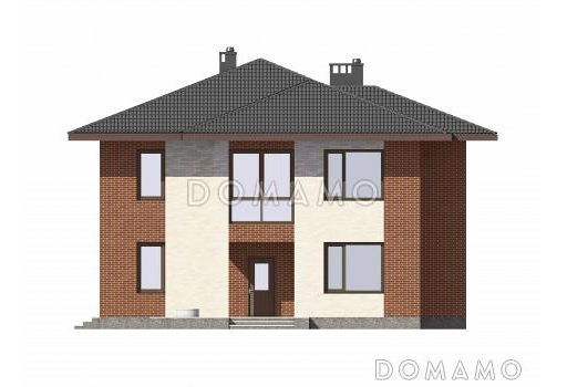 Проект двухэтажного дома из газобетона с просторной гардеробной / Фасад 1