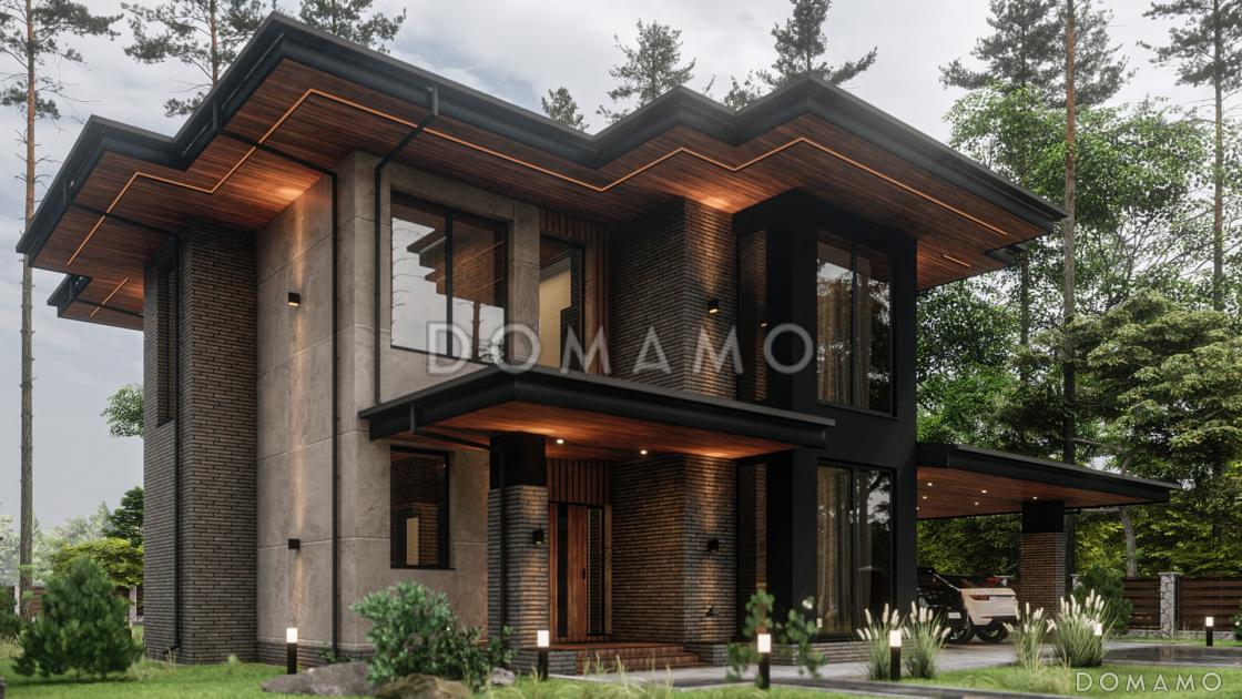 Проект двухэтажного дома из газобетона с мастер-спальней и верандой / 2