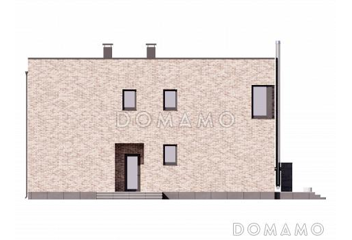 Проект современного двухэтажного дома с тремя мастер-спальнями, котельной и барбекю на террасе / Фасад 1