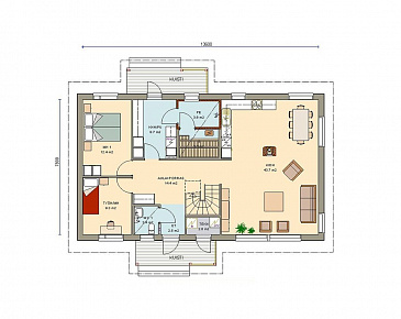 Проект современного двухэтажного дома / План 1 этажа