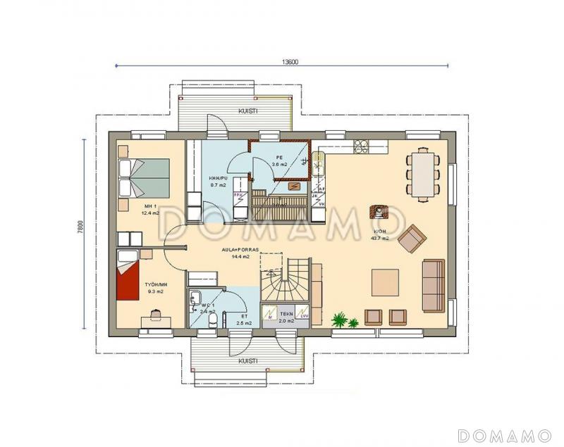 Проект современного двухэтажного дома / План 1 этажа