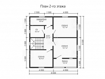 Каркасный дом "Оддманд" / План 2 этажа Каркасный дом "Оддманд" / План 2 этажа