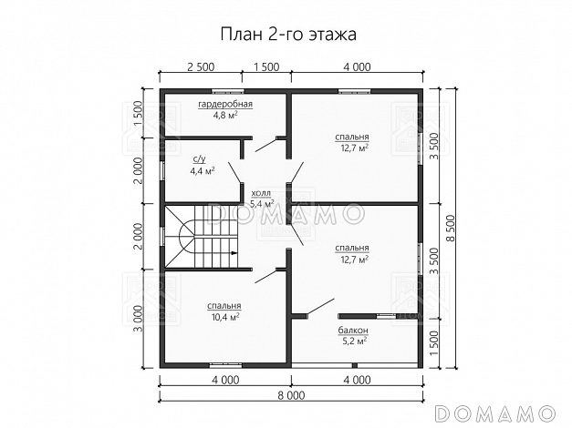 Каркасный дом "Оддманд" / План 2 этажа Каркасный дом "Оддманд" / План 2 этажа