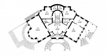 Проект двухэтажного особняка с мансардой и цокольным этажом из кирпича / План цокольного этажа