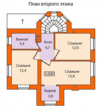 Проект дома по технологии ЛСТК с полным вторым этажом / План 2 этажа Проект дома по технологии ЛСТК с полным вторым этажом / План 2 этажа