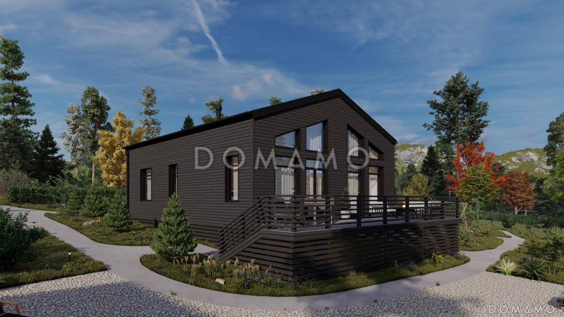 Проект каркасного дома с патио, мансардой и открытой террасой / 2