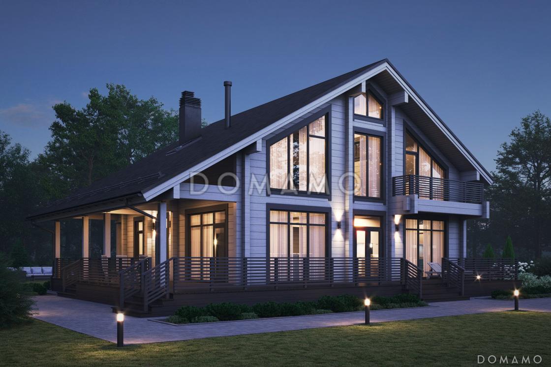 Проект дома из бруса с 4 спальнями, вторым светом и длинной террасой / 3