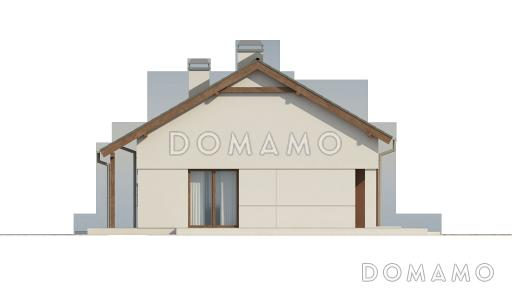 Проект одноэтажного дома из кирпича с открытой террасой по периметру, с возможностью планировки мансардного этажа / Фасад 2