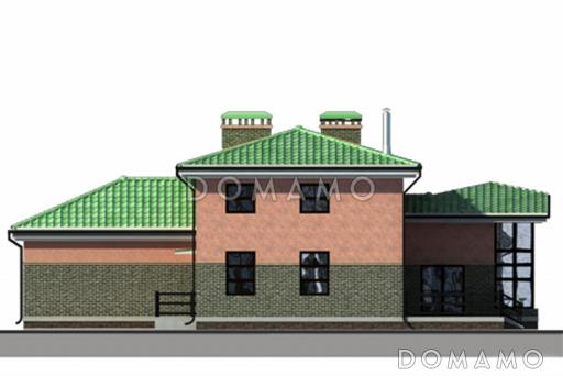 Проект дома из пеноблоков с сауной, гаражом на две машины / Фасад 4