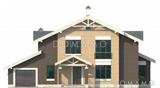 Проект двухэтажного дома с гаражом и небольшой сауной / Фасад 1