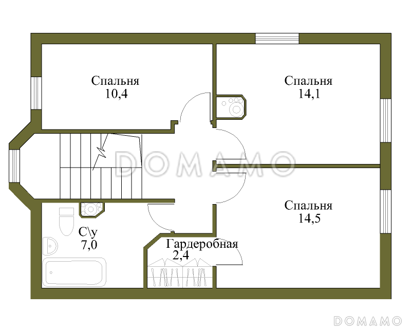 Проект увеличенного экономичного коттеджа. / План мансардного этажа