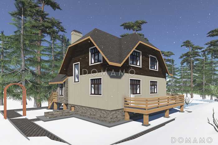 Проект кирпичного дома с цокольным и мансардным этажами, террасой и сауной Проект кирпичного дома с цокольным и мансардным этажами, террасой и сауной