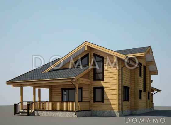 Проект дома из клееного бруса с угловой террасой / 4