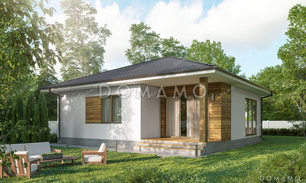 Проект одноэтажного дома с тремя спальнями и террасой / 2