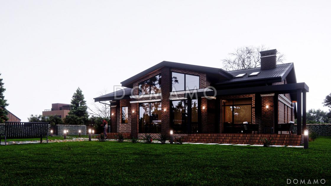 Проект дома из газобетона с мансардным этажом, верандой и 3 спальнями / 3