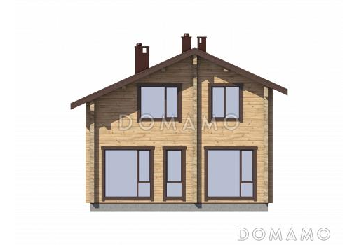 Проект дома из бруса с 4 спальнями и кабинетом с балконом / Фасад 3