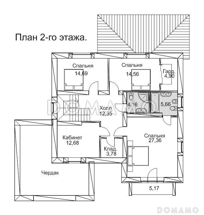 Проект дома с гаражом на два автомобиля и чердаком / План мансардного этажа