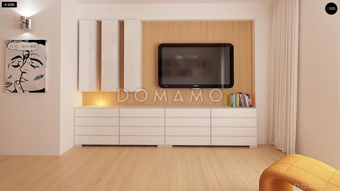 Проект одноэтажного дома адаптированного для каркасного строительства с тремя спальнями и крытой террасой / 6