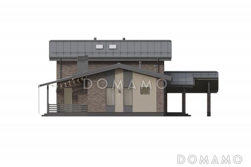 Проект каркасного дома в скандинавском стиле с сауной и террасой барбекю / Фасад 4