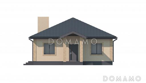 Проект загородного дома с кухней-столовой в ширину дома, тремя спальнями, двумя санузлами / Фасад 2