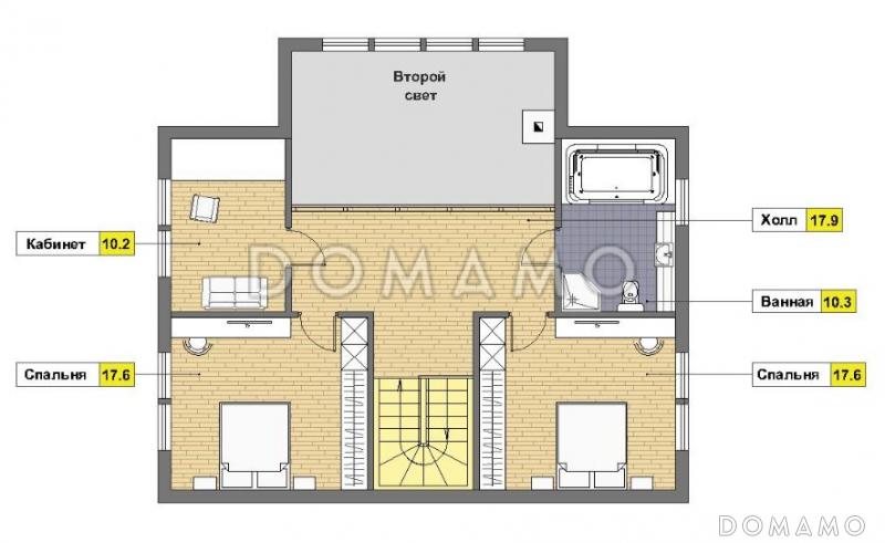 Проект каркасного дома с навесом для машины / План мансардного этажа