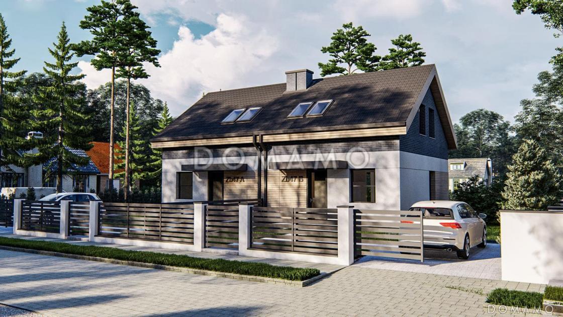 Проект двухсемейного дома из газобетона с тремя спальнями на мансарде / 1